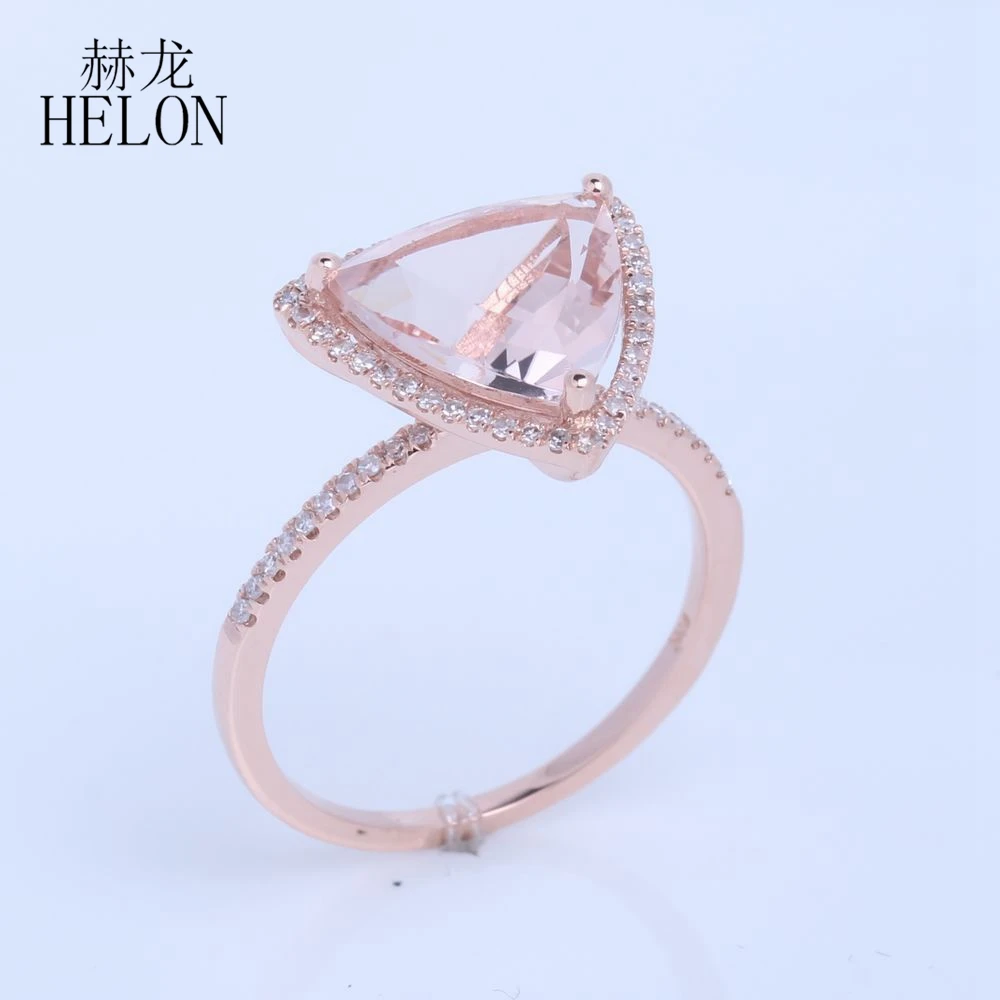 HELON Solid 10k Rose Gold Trillion Cut 10mm 2.5CT Natural Morganite Natural Diamonds Engagement Wedding Ring For Women Jewelry
HELON Solid 10k Rose Gold Trillion Cut 10mm 2.5CT Natural Morganite Natural Diamonds Engagement Wedding Ring For Women Jewelry