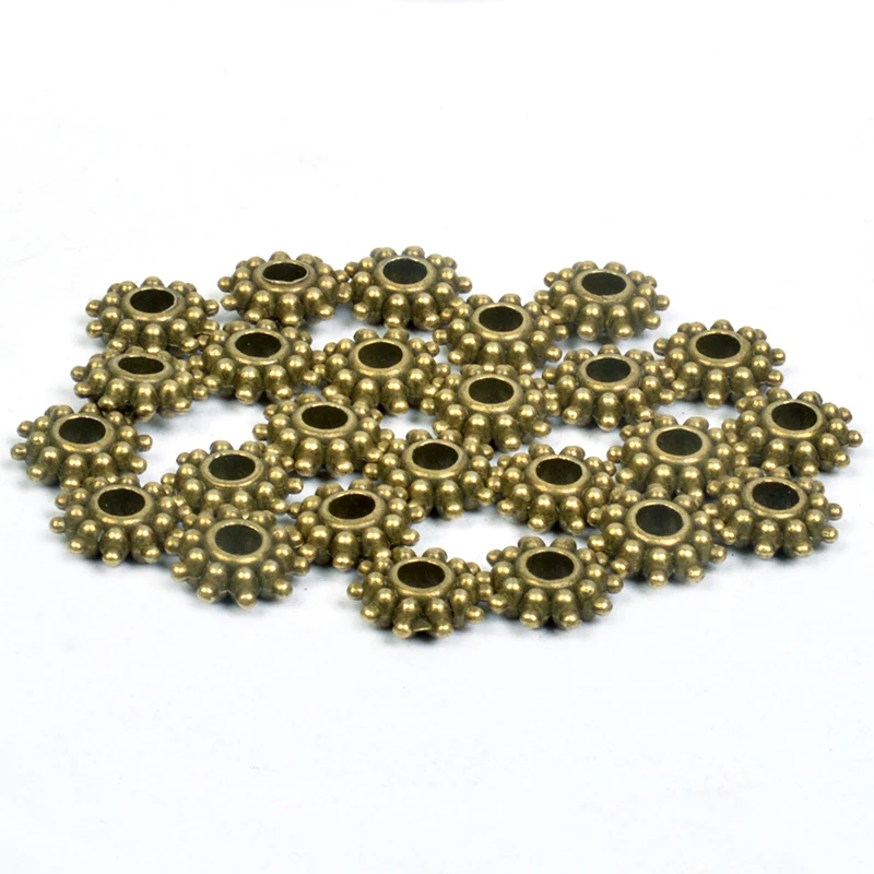 

Wholesale 50pcs 9mm Spacers Daisy Flower Metal Silver/bronze Tibetan Silver Spacer Beads for Jewelry Making