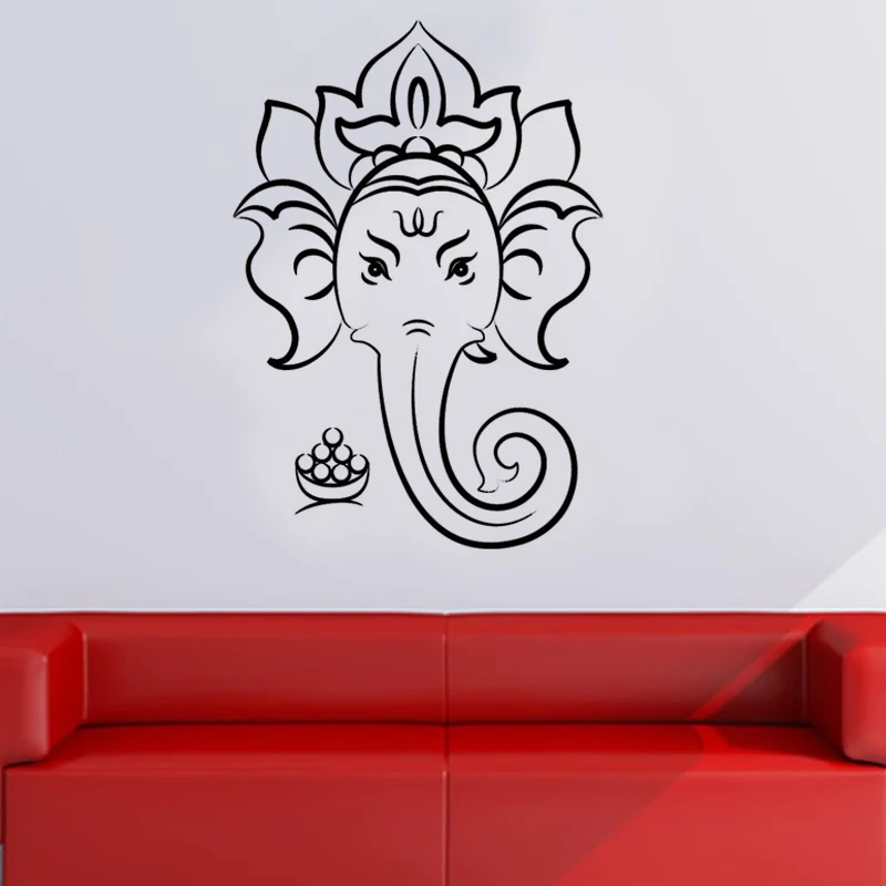 

Священный Ганеша, индуийский Бог, настенный стикер, домашний декор, настенные художественные фрески, Съемные Виниловые настенные наклейки, ...