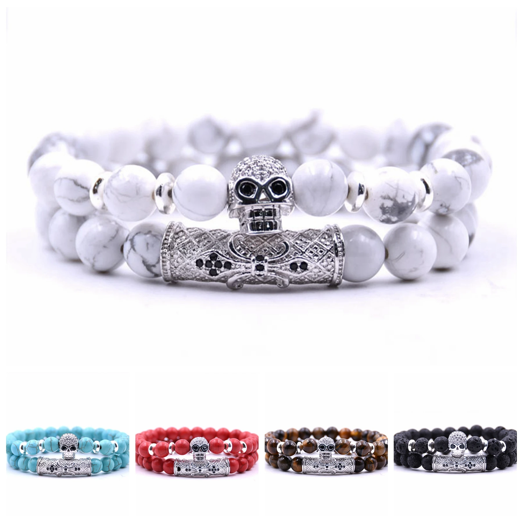 2PCS/Set Silver Copper Skull Charms Bracelets Rhinestone Tube Sem Precious stone Bangle for Love and friendship Jewelry Lol
2PCS/Set Silver Copper Skull Charms Bracelets Rhinestone Tube Sem Precious stone Bangle for Love and friendship Jewelry Lol