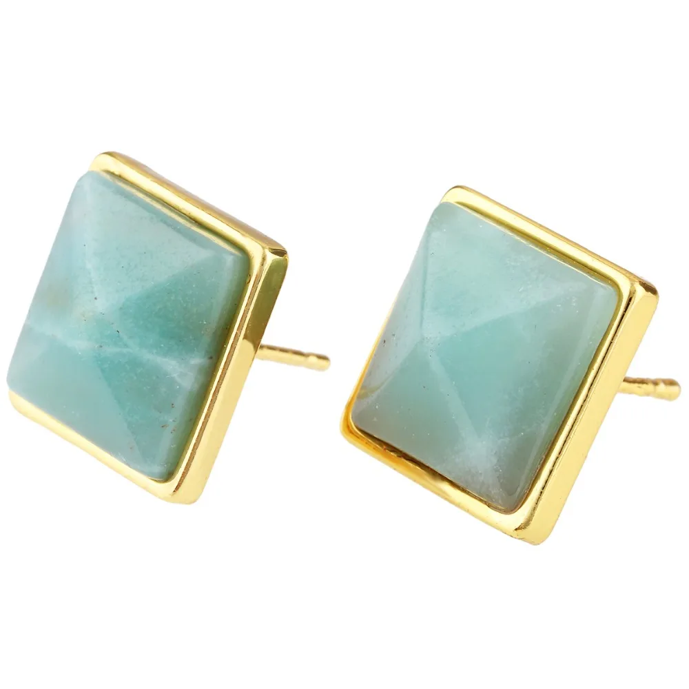 TUMBEELLUWA Amazonite Pyramid Stone Healing Crystal Beads Gold Tone Stud Earrings for Women
TUMBEELLUWA Amazonite Pyramid Stone Healing Crystal Beads Gold Tone Stud Earrings for Women