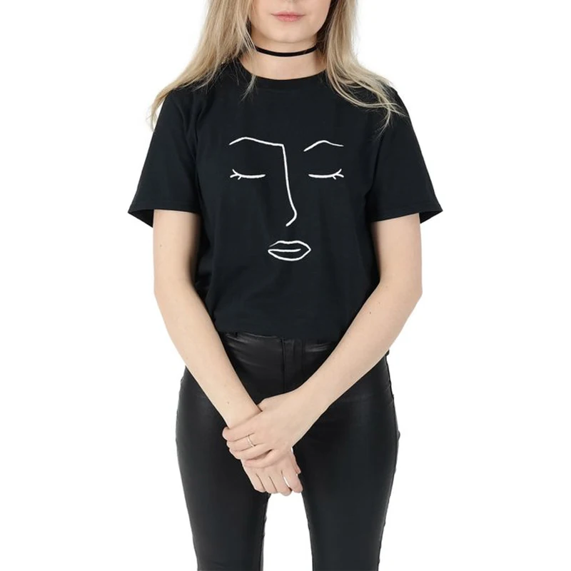 Fashion Line Art Faceprint womens cotton T shirts summer tops Graphic Tees Hipster women clothing Tumblr shirt drop shipping
Fashion Line Art Faceprint womens cotton T shirts summer tops Graphic Tees Hipster women clothing Tumblr shirt drop shipping