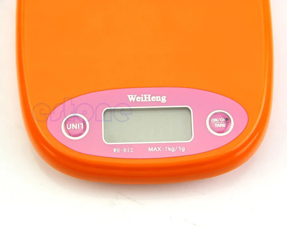 Kitchen Scale 7kg/1g 5kg Digital Food Diet Postal Weight Balance g lb Backlight Orange/ WhiteC42
Kitchen Scale 7kg/1g 5kg Digital Food Diet Postal Weight Balance g lb Backlight Orange/ WhiteC42