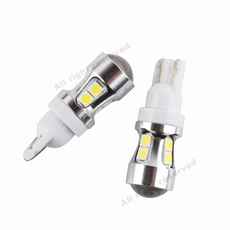 T10 Canbus OBC Error Free DRL Bulbs Interior Emitter LED 194 W5W Car lamps External Auto Lights 10-SMD 3030 Xenon White | Автомобили и