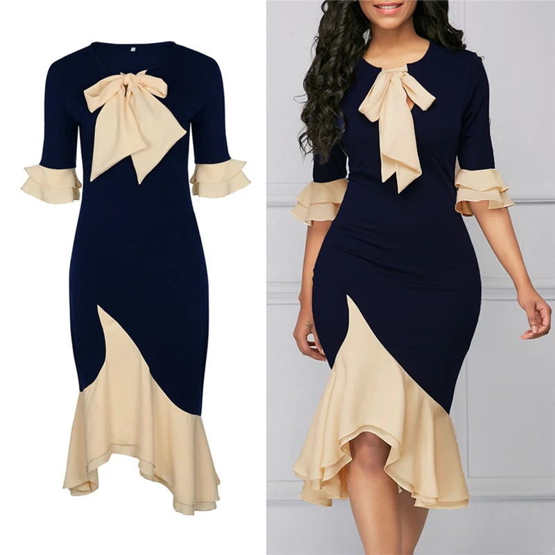 Elegant Women V-Neck Ruffles Midi Dress Summer Ladies Knot Vestidos Bodycon Evening Work Office Party Dresses Sundress
Elegant Women V-Neck Ruffles Midi Dress Summer Ladies Knot Vestidos Bodycon Evening Work Office Party Dresses Sundress