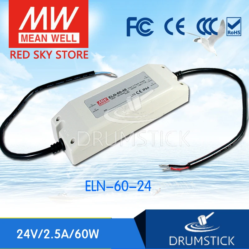 Harmonious MEAN WELL ELN-60-24D 24V 2.5A meanwell ELN-60 24V 60W Single Output LED Driver Power Supply
Harmonious MEAN WELL ELN-60-24D 24V 2.5A meanwell ELN-60 24V 60W Single Output LED Driver Power Supply