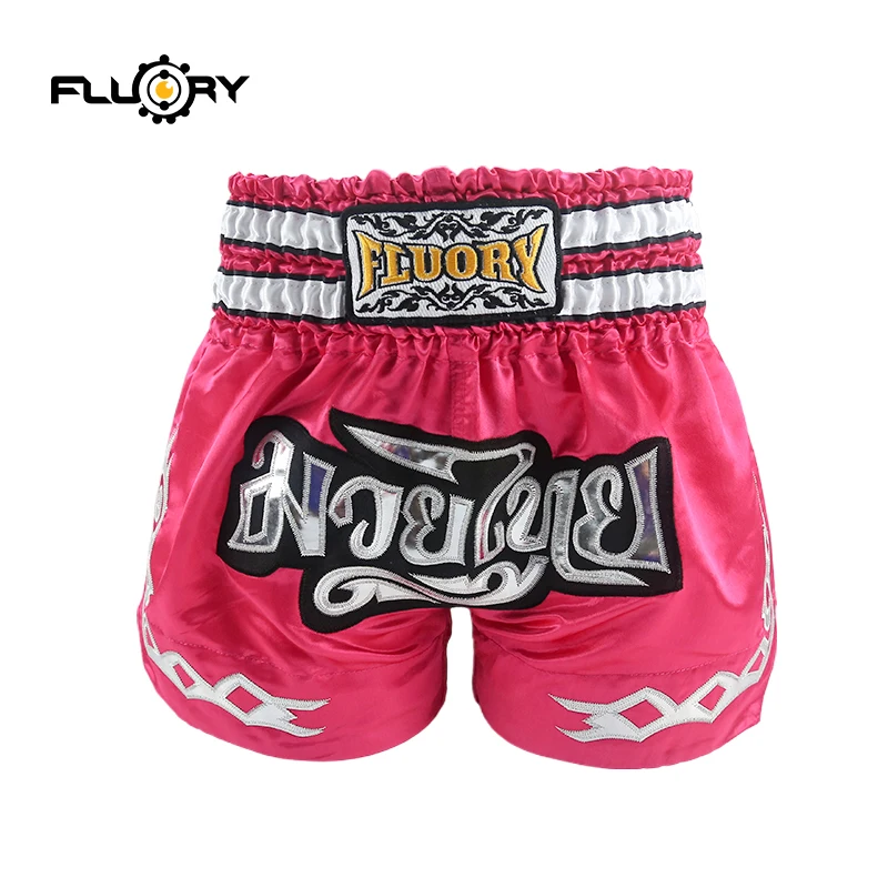 Молодежные и детские шорты fluory Muay Thai вышитые для кикбоксинга модные розовые
