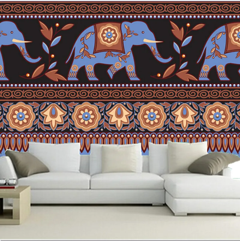 

Custom 3D large mural,India classical elephant shading pattern papel de parede ,living room sofa TV wall bedroom wall paper