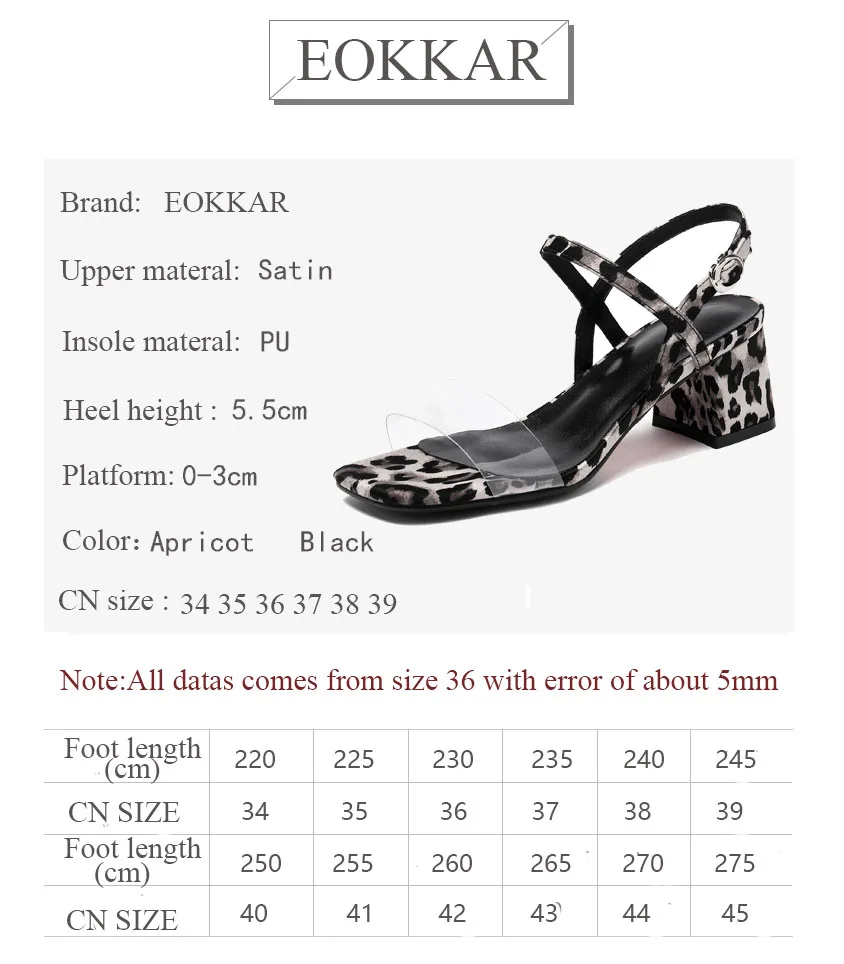 Eokkar 2019 Fashion Women Leopard Sandals Ankle Strap Square Med Heel Open Toe Flip Flop Transparent Ladies Slingbacks Size34-39
Eokkar 2019 Fashion Women Leopard Sandals Ankle Strap Square Med Heel Open Toe Flip Flop Transparent Ladies Slingbacks Size34-39