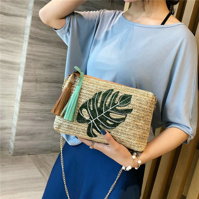 Women's Straw Plait Small Square Bag New Leaf Printed One Shoulder Bags Ladies' Fashionable Crossbody Chain Handbag Hot Selling
Women's Straw Plait Small Square Bag New Leaf Printed One Shoulder Bags Ladies' Fashionable Crossbody Chain Handbag Hot Selling