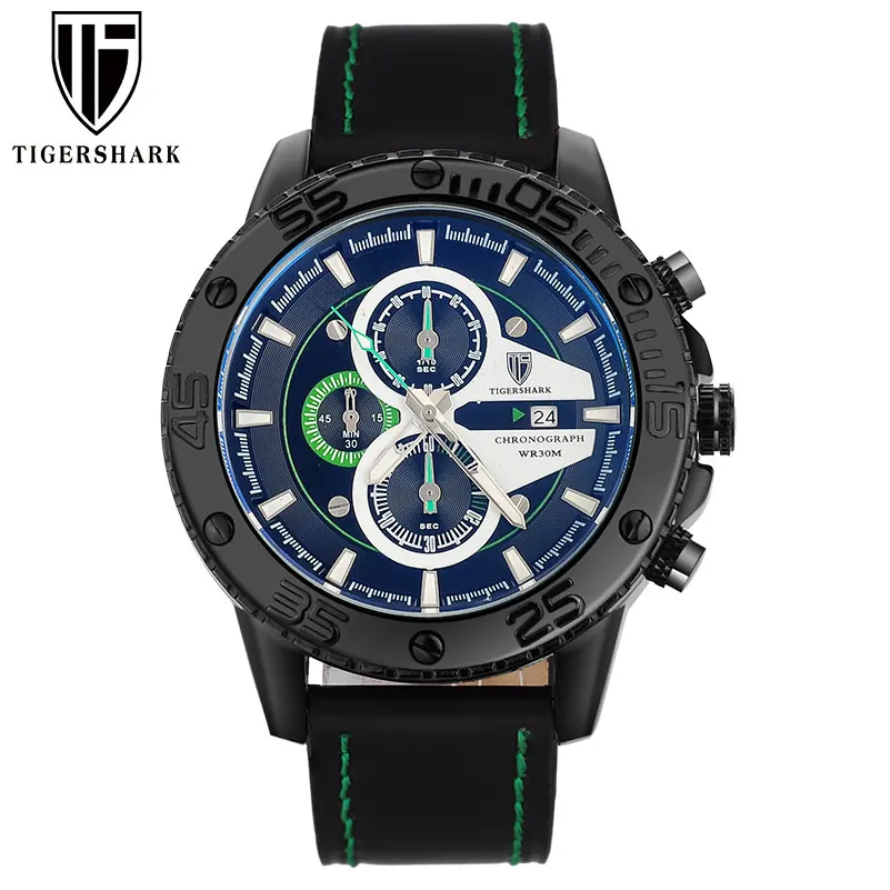 TIGERSHARK Модный Топ бренд хронограф кожаный ремешок мужские спортивные часы светящиеся 30 м водонепроницаемые часы с подарочной коробкой
TIGERSHARK Модный Топ бренд хронограф кожаный ремешок мужские спортивные часы светящиеся 30 м водонепроницаемые часы с подарочной коробкой