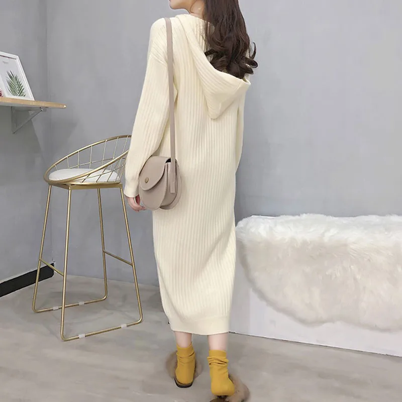 2019 Autumn Winter Women dress Warm Knitted Hooded Long Dresses Fashion Elastic Sweater Dresses Lady Casual Robe Dress feminina
2019 Autumn Winter Women dress Warm Knitted Hooded Long Dresses Fashion Elastic Sweater Dresses Lady Casual Robe Dress feminina