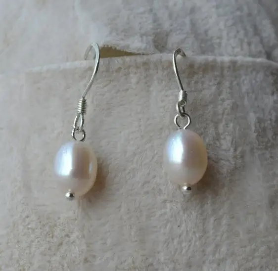 

New Arriver Pearl Earrings,White 7x9mm Freshwater Pearl Earrings,S925 Sterling Silvers Dangle Earrings,Wedding Party Woman Gift