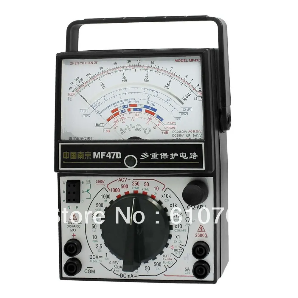 

AC DC Voltmeter Ammeter Ohmmeter Analog Multimeter Black White MF47D