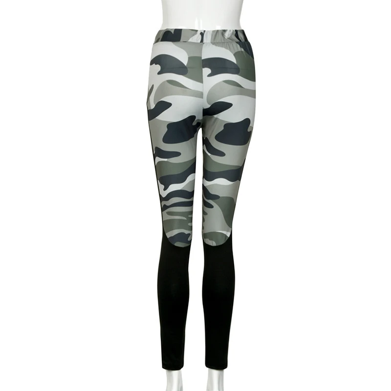 Sexy Print Legins For Women Polyester Ankle-Length Camouflage Pant Patchwork High Waist Jegging Push UP Slim Army Green Leggings | Женская