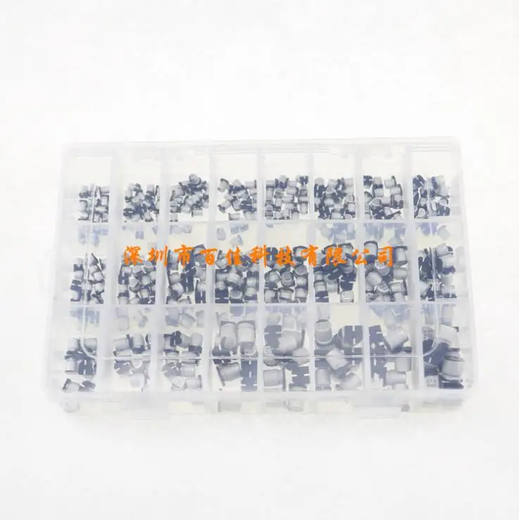 24 kinds of 1uF - 1000uF SMD aluminum electrolytic capacitor parts box, a total of 400pcs
24 kinds of 1uF - 1000uF SMD aluminum electrolytic capacitor parts box, a total of 400pcs