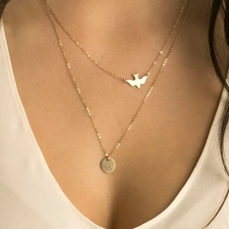 N123 Multilayer Necklaces For Women Peace Pigeon Birds Collares Minimalist Jewelry Circle Dainty Pendant Necklace Gift 2018
N123 Multilayer Necklaces For Women Peace Pigeon Birds Collares Minimalist Jewelry Circle Dainty Pendant Necklace Gift 2018