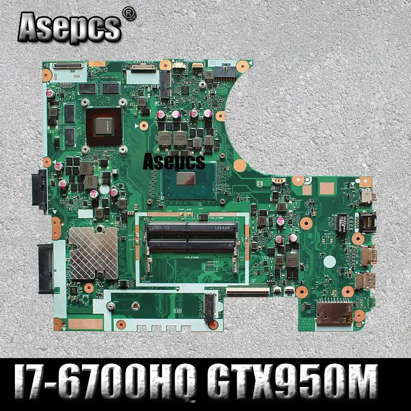 N752VX MB._ 0M/I7 6700HQ/AS GTX950M N16P GT A2 материнская плата REV 2 0 для For Asus N752V ноутбука DDR4 RAM 100%