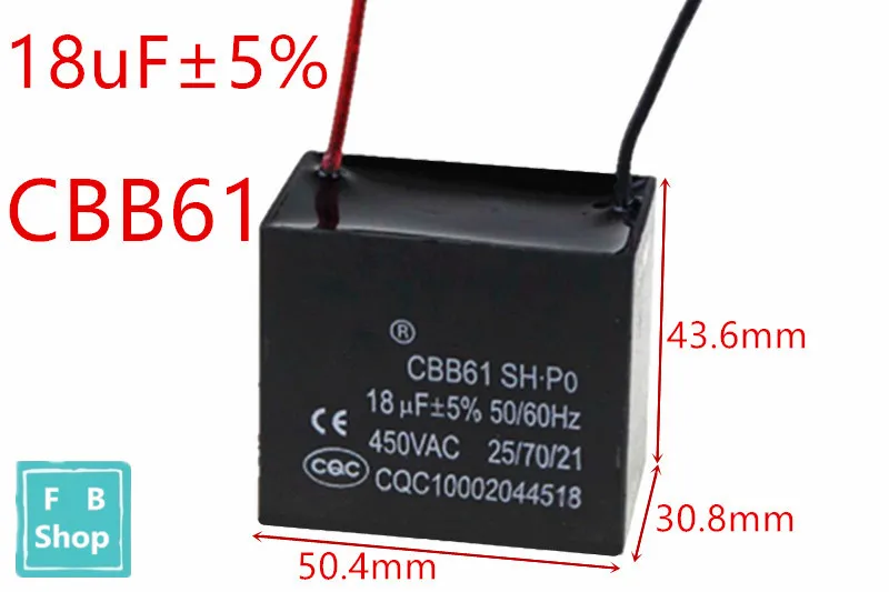 1pcs CBB61 18uF 450VAC starting capacitance AC Fan Capacitor CBB Motor Run Capacitor
1pcs CBB61 18uF 450VAC starting capacitance AC Fan Capacitor CBB Motor Run Capacitor