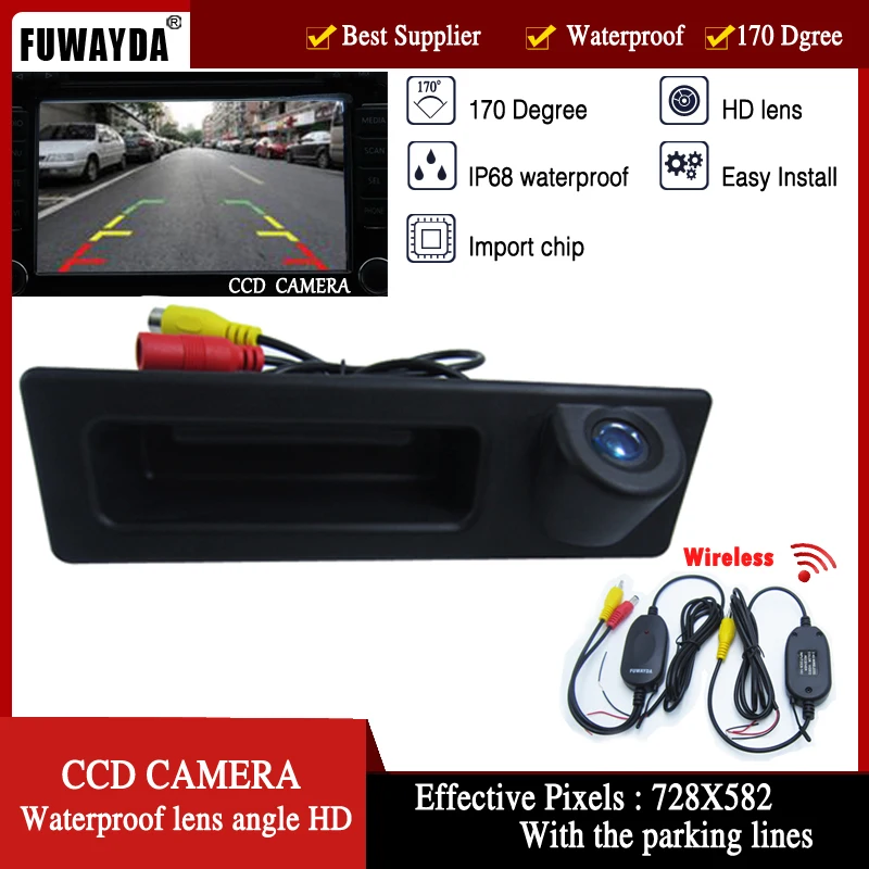 FUWAYDA Wireless Car Trunk Handle Design Color CCD Car rear view camera Parking Reversing for BMW F10 F11 F25 F30 BMW 5 HD
FUWAYDA Wireless Car Trunk Handle Design Color CCD Car rear view camera Parking Reversing for BMW F10 F11 F25 F30 BMW 5 HD