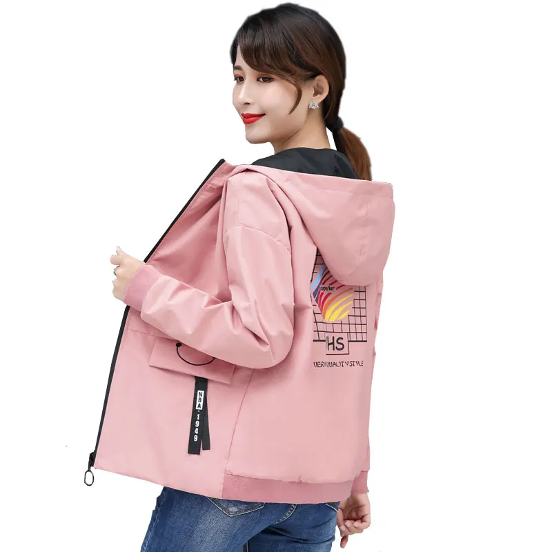 Fashion Women Short Jacket Coat Pocket Zipper Hooded Two Side Wear Print Outwear Loose Windbreaker Plus Size Spring Autumn 2019
Fashion Women Short Jacket Coat Pocket Zipper Hooded Two Side Wear Print Outwear Loose Windbreaker Plus Size Spring Autumn 2019