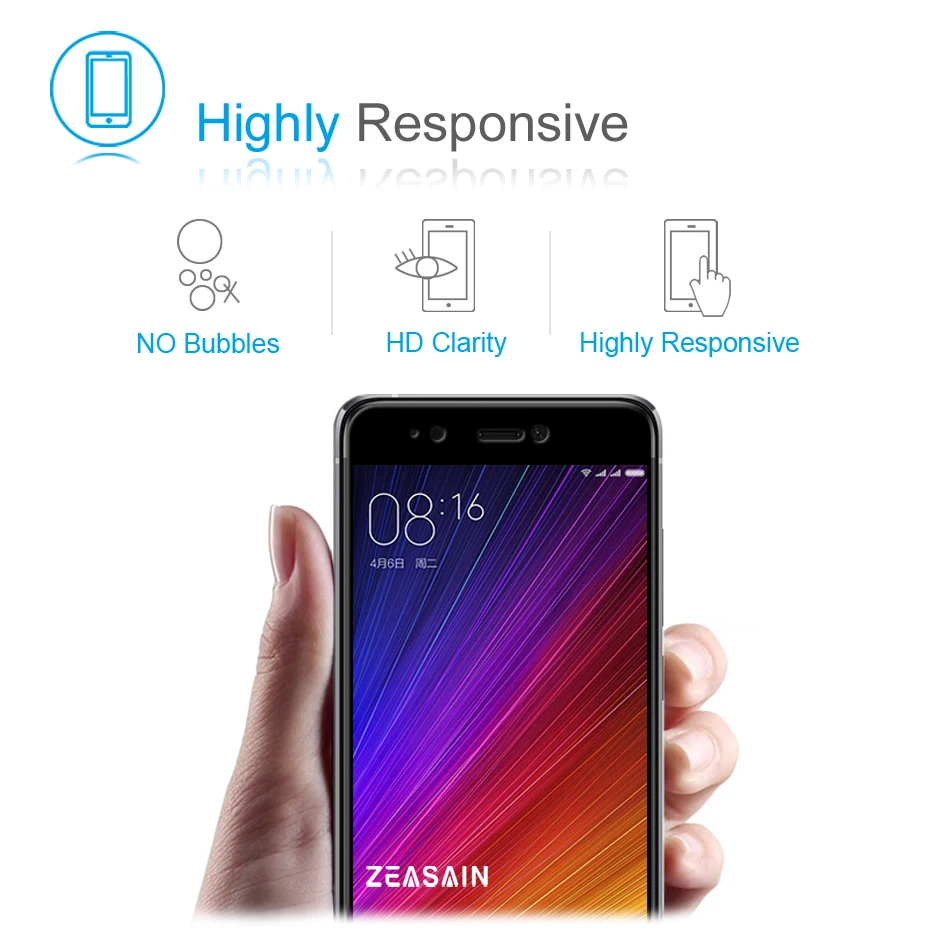 2 Pack Original ZEASAIN Screen Protector For Xiaomi Mi5S M5s Mi 5S Xiomi Full Cover Tempered Glass 9H Protective Film | Мобильные