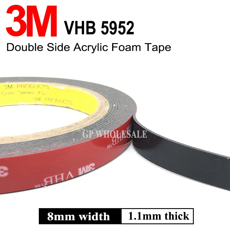 3M VHB 5952 черная сверхмощная Монтажная лента Двухсторонняя клейкая акриловая пенная лента 8 мм x 3 м x 1,1 мм
3M VHB 5952 черная сверхмощная Монтажная лента Двухсторонняя клейкая акриловая пенная лента 8 мм x 3 м x 1,1 мм