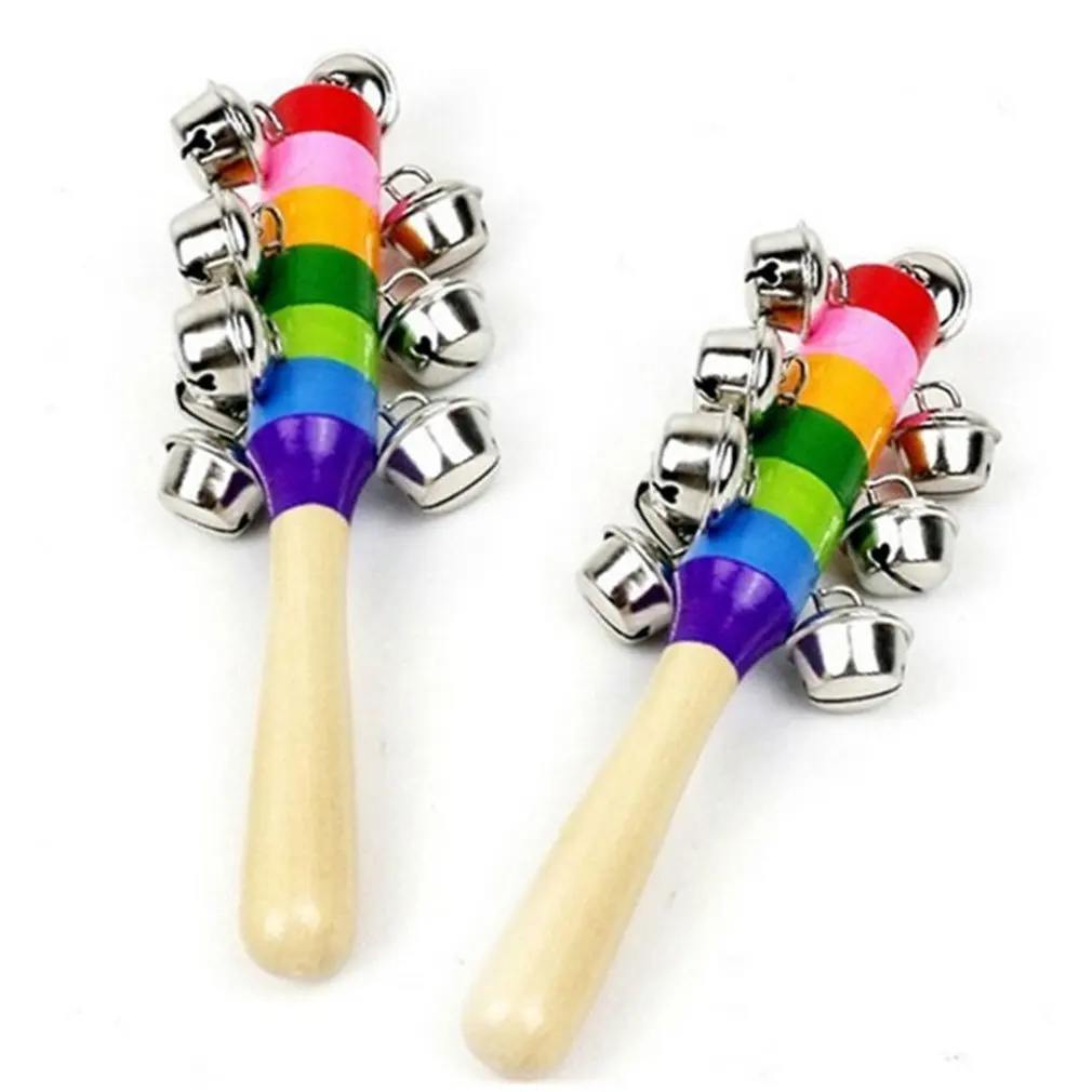 Baby Rattle Ring Wooden Handbell Toys Musical Instruments 0-12 Months Colorful Music Education Toy | Игрушки и хобби