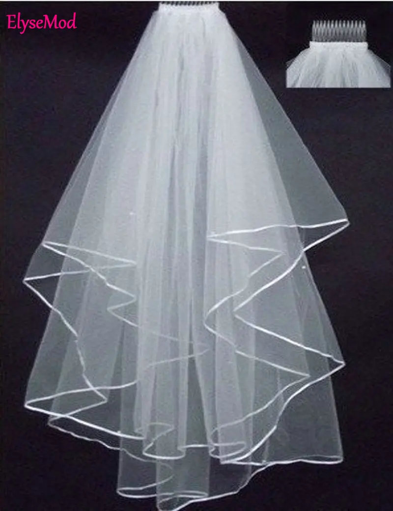 2022 Popular Cheap Simple Ivory Two Layers Tulle Short Bride Wedding Veil With Comb Ribbon Edge Bridal Accesories
2022 Popular Cheap Simple Ivory Two Layers Tulle Short Bride Wedding Veil With Comb Ribbon Edge Bridal Accesories