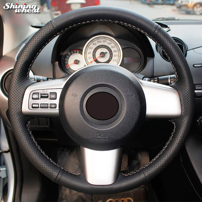 BANNIS Hand-stitched Black Leather Car Steering Wheel Cover for Mazda 2 2008-2014
BANNIS Hand-stitched Black Leather Car Steering Wheel Cover for Mazda 2 2008-2014