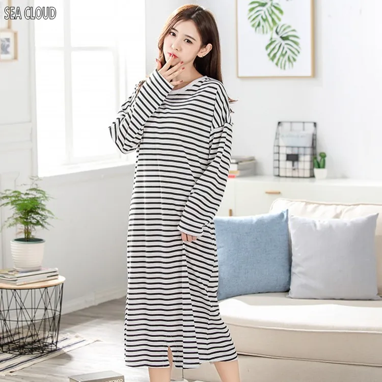 Free shipping Spring & autumn plus size cotton sexy Striped o-neck long nightgown female long-sleeve loose sleepwear
Free shipping Spring & autumn plus size cotton sexy Striped o-neck long nightgown female long-sleeve loose sleepwear