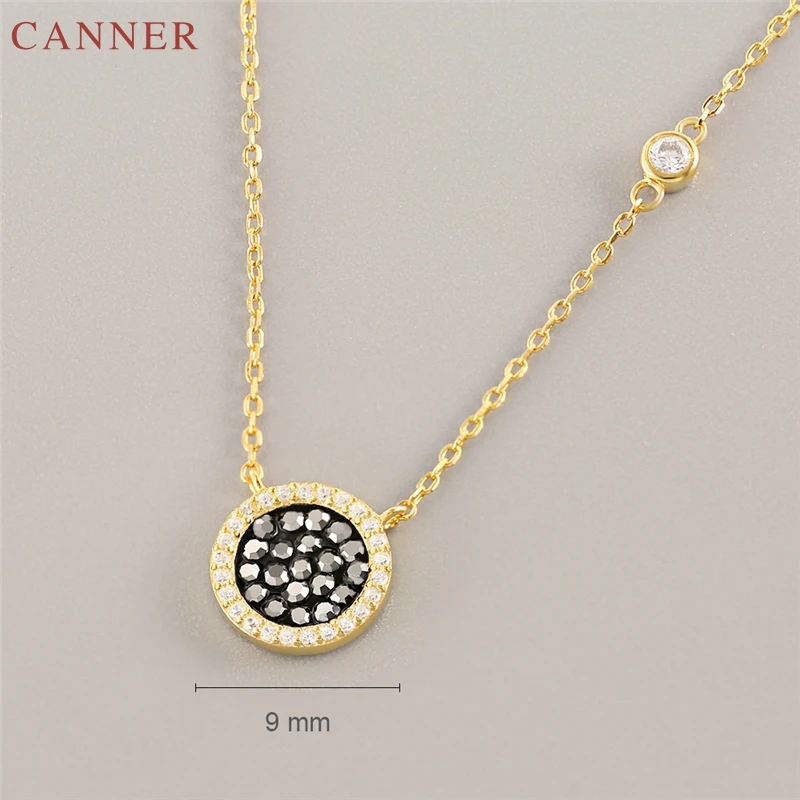 925 Sterling Silver Zircon Round Coin Necklaces Pendants Fashion Jewelry Gold Chain Necklace Women Girls Gifts collar mujer C40 | Украшения