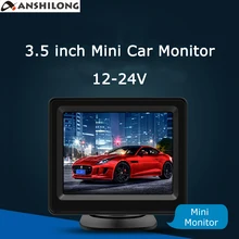 ANSHILONG 12-24V 3.5 inch TFT LCD Mini Car Vehicle Dashboard Monitor 4:3 Screen 2Ch Video input 2 Brackets