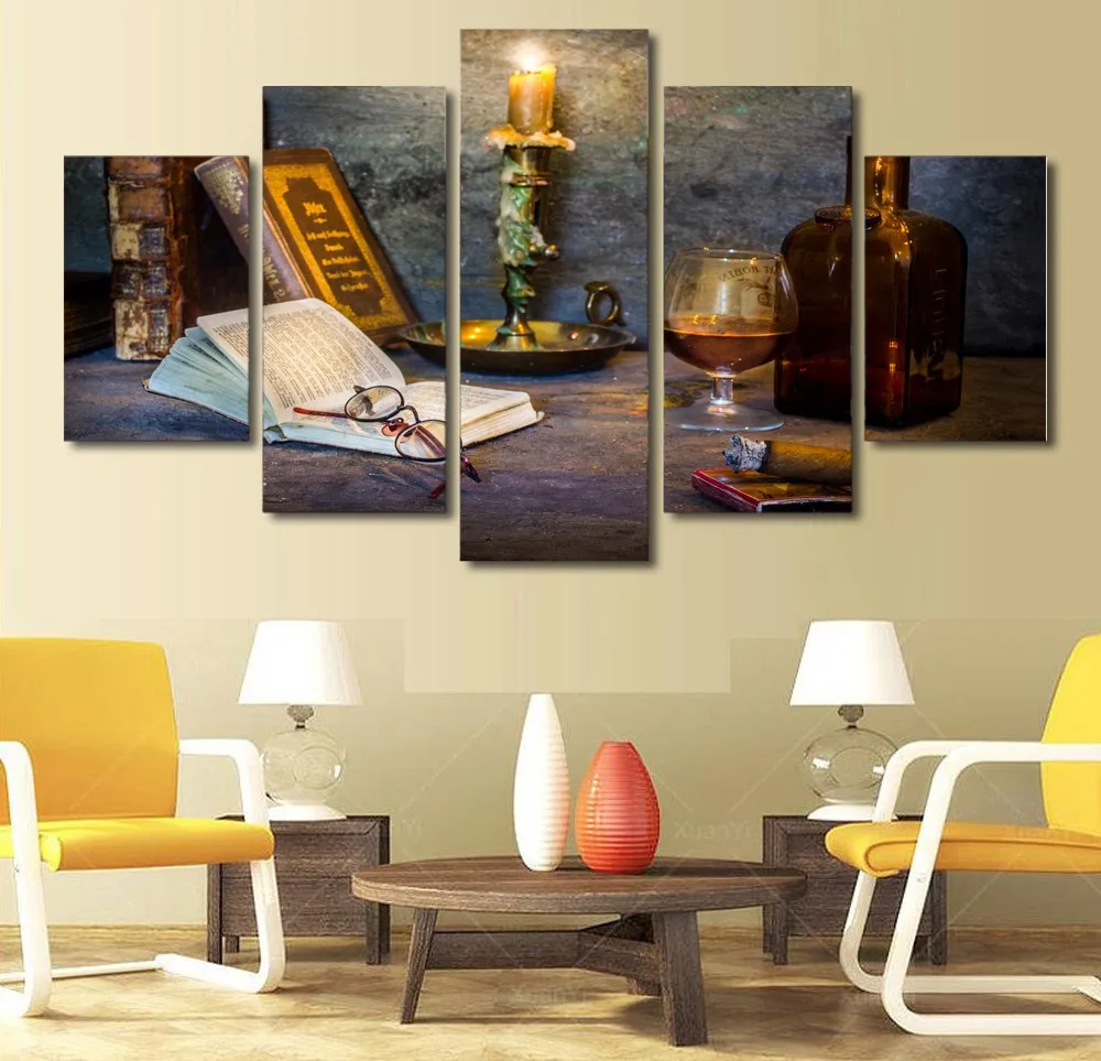 Traditional 5 Panels Of Old Books And Candle On The Corner Oil Painting For Office Decoration No Frame Free Shipping
Traditional 5 Panels Of Old Books And Candle On The Corner Oil Painting For Office Decoration No Frame Free Shipping
