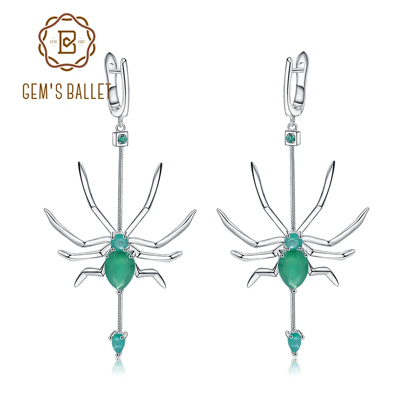 GEM'S BALLET Natural Green Agate Statement Spider Earrings 925 Sterling Silver Gemstone Drop Earrings For Women Fine Jewelry
GEM'S BALLET Natural Green Agate Statement Spider Earrings 925 Sterling Silver Gemstone Drop Earrings For Women Fine Jewelry