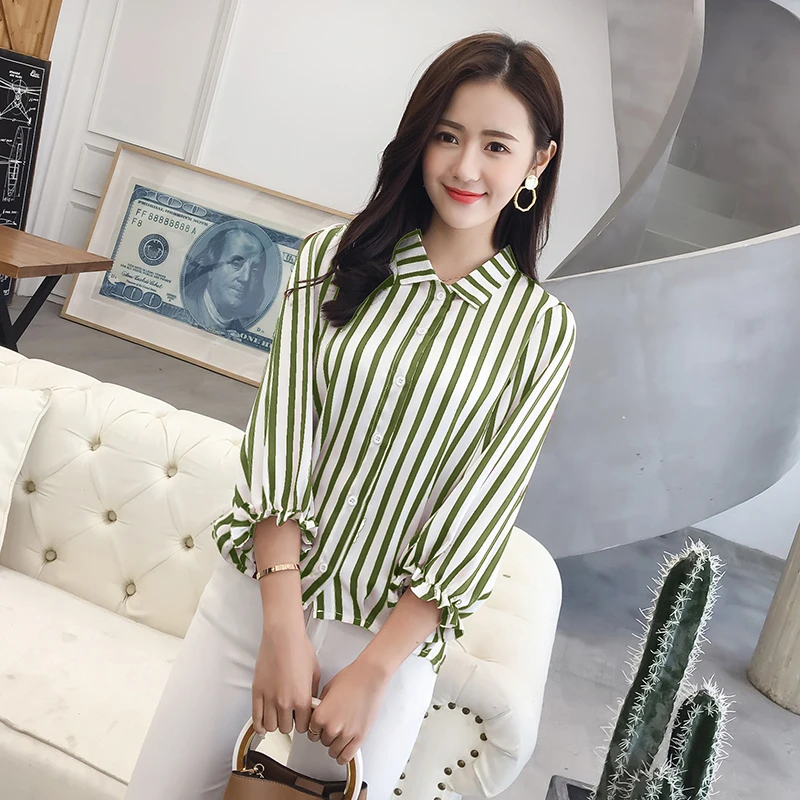 Womens Tops And Blouses Stripe Green Shirts Ladies Fashion Cotton Tops 2018 Spring Lantern Sleeve Shirts Girls Blusa Feminina
Womens Tops And Blouses Stripe Green Shirts Ladies Fashion Cotton Tops 2018 Spring Lantern Sleeve Shirts Girls Blusa Feminina