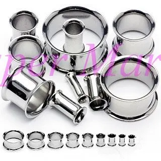 

DOUBLE FLARE Black PLUGS Screw FLESH TUNNEL Body Piercing Jewelry Ear Piercing Expander 316L stainless steel set