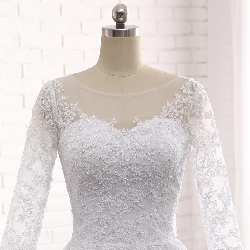 Vestido de Noiva Illusion Neck Lace Appliques Pearls Long Sleeves Wedding Dress 2017 Chapel Train Robe de Mariee
Vestido de Noiva Illusion Neck Lace Appliques Pearls Long Sleeves Wedding Dress 2017 Chapel Train Robe de Mariee