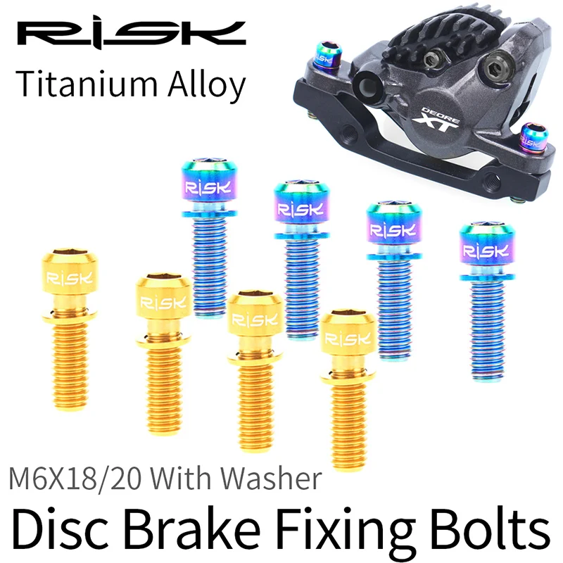 RISK 4Pcs M6*18/20mm Bike Disc Brake Fixing Bolts Clamp Titanium Alloy MTB Bicycle Screws With Washer Gasket Crank Locked Bolts
RISK 4Pcs M6*18/20mm Bike Disc Brake Fixing Bolts Clamp Titanium Alloy MTB Bicycle Screws With Washer Gasket Crank Locked Bolts