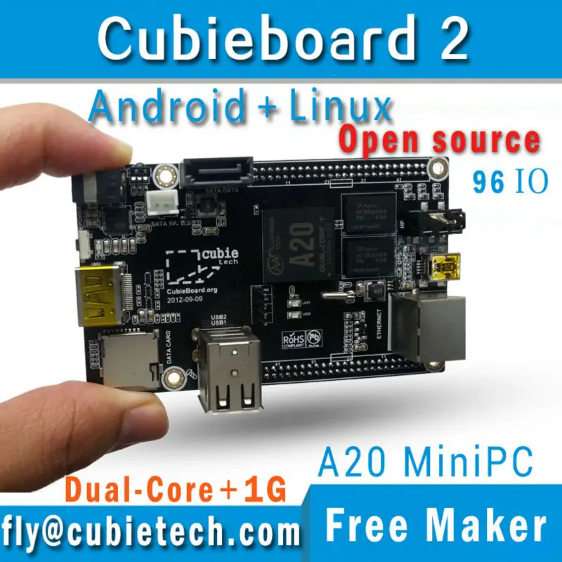 Cubieboard2 A20 Dual Core ARM MiniPC Cortex-A7 1GB DDR3 with linux/android/More powerful pcduino/Raspberry pi/Smartfly team
Cubieboard2 A20 Dual Core ARM MiniPC Cortex-A7 1GB DDR3 with linux/android/More powerful pcduino/Raspberry pi/Smartfly team