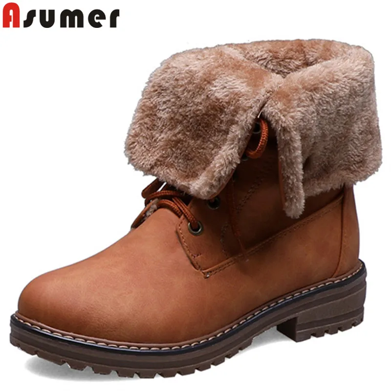 ASUMER/новые зимние ботинки больших размеров 34-43 Женская обувь на квадратном каблуке со шнуровкой и круглым носком Теплые женские ботильоны
ASUMER/новые зимние ботинки больших размеров 34-43 Женская обувь на квадратном каблуке со шнуровкой и круглым носком Теплые женские ботильоны
