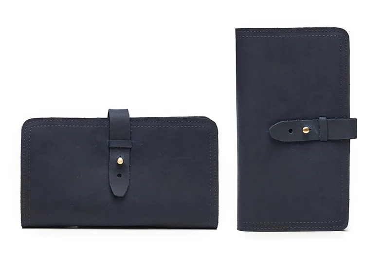 2019 New Men brown Wallets Genuine cow Leather Fashion blue Purse With Card Holder Vintage Long Wallet Clutch Wrist Bag khaki | Багаж и
