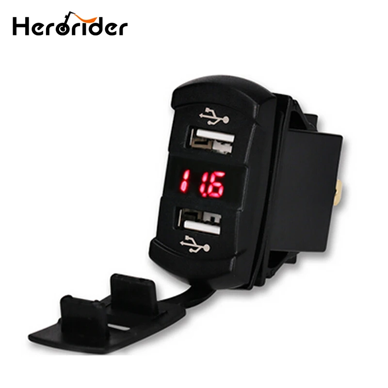 Herorider Dual USB Автомобильное зарядное устройство адаптер питания Водонепроницаемый светодиодный вольтметр адаптер питания для мотоцикла авто...
Herorider Dual USB Автомобильное зарядное устройство адаптер питания Водонепроницаемый светодиодный вольтметр адаптер питания для мотоцикла авто...
