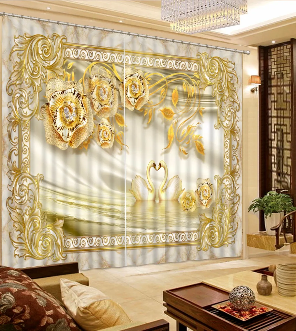 European style 3D Curtains Flowers and jewelry Curtains For Living room Kitchen Bedroom Cinema Blackout Curtains
European style 3D Curtains Flowers and jewelry Curtains For Living room Kitchen Bedroom Cinema Blackout Curtains