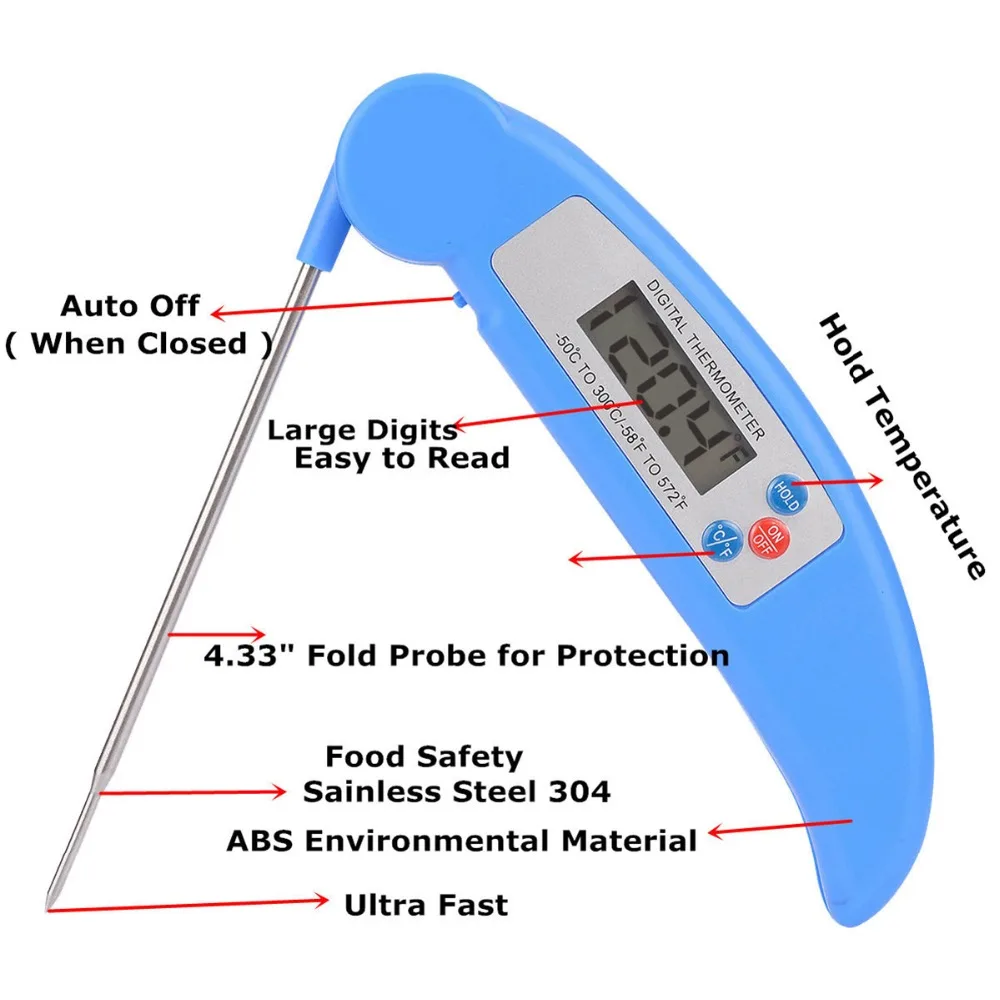 Portable Digital Food Thermometer Foldable Electronic BBQ Barbecue Meat Thermometer Instant Probe Kitchen Cooking Oven Tools
Portable Digital Food Thermometer Foldable Electronic BBQ Barbecue Meat Thermometer Instant Probe Kitchen Cooking Oven Tools