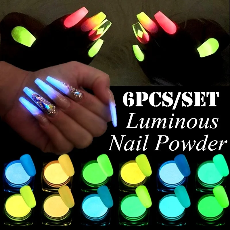 6pc Fluorescent Powder DIY Bright Nail Art Glow In The Dark Sand Powder Pigment Dust Luminous Nail Glitter Holographic glitter
6pc Fluorescent Powder DIY Bright Nail Art Glow In The Dark Sand Powder Pigment Dust Luminous Nail Glitter Holographic glitter