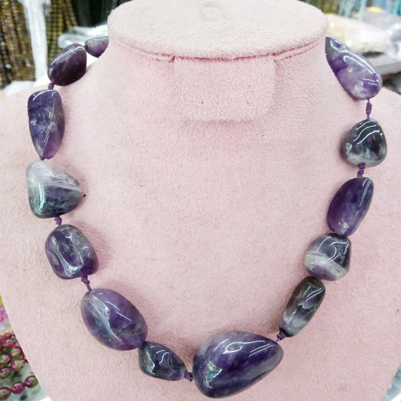 

Irregular Knotted Necklace New Natural Purple Crystal Women Beading Mala Bohemia Yoga Wholesale