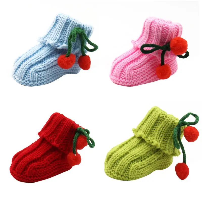 Теплые вязаные носки для маленьких мальчиков и девочек шерстяные ботинки