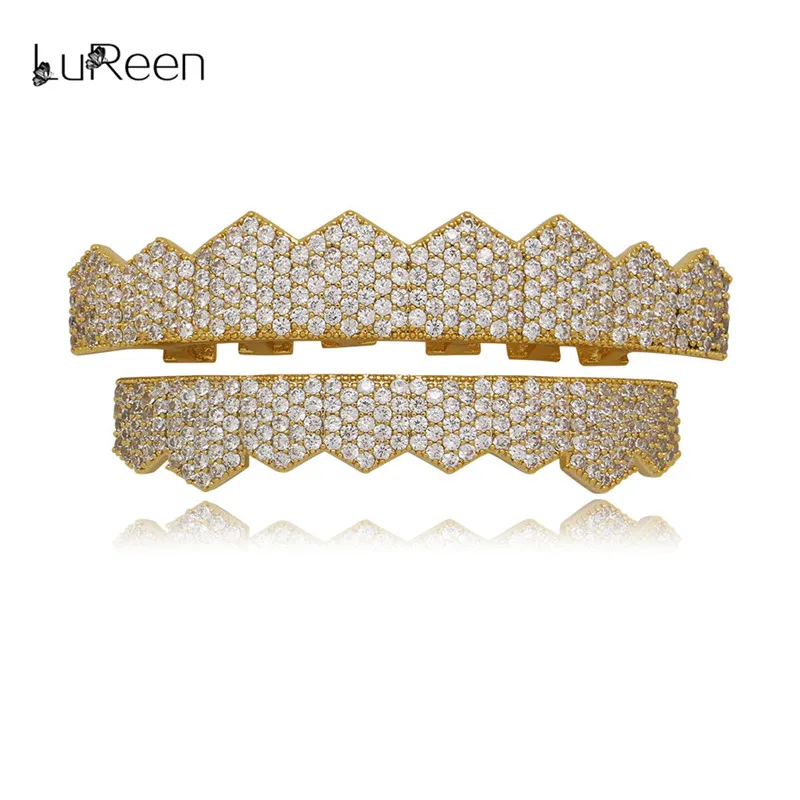 LuReen Bling AAA Cubic Zircon Gold Silver Color Iced Out Crystal Teeth Grillz Top Bottom Grills Set Tooth Cap Body Jewelry
LuReen Bling AAA Cubic Zircon Gold Silver Color Iced Out Crystal Teeth Grillz Top Bottom Grills Set Tooth Cap Body Jewelry
