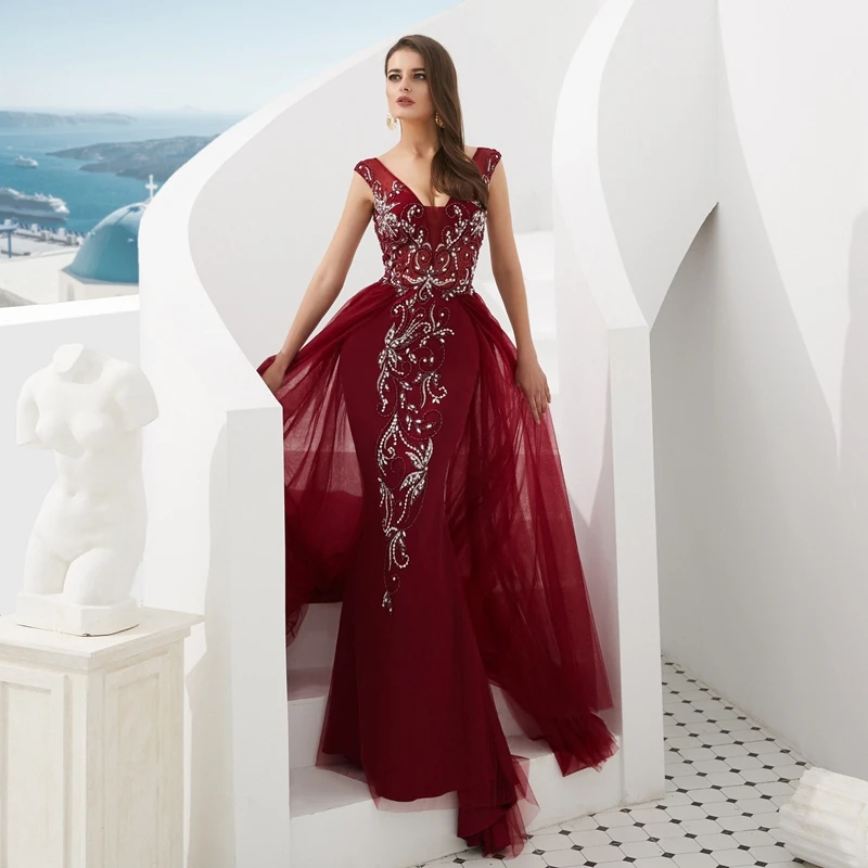 Gray Red Evening Dress 2019 Robe De Soiree V Neck Floor Length Sweep Train Sexy Mermaid Backless Robe Femme Prom Dress
Gray Red Evening Dress 2019 Robe De Soiree V Neck Floor Length Sweep Train Sexy Mermaid Backless Robe Femme Prom Dress
